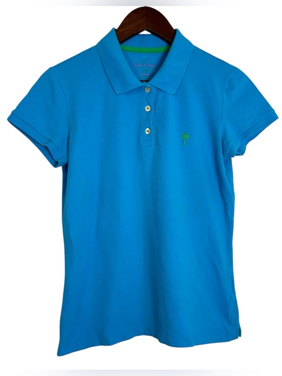 Lilly Pulitzer Tops - Lilly Pulitzer Blue Resort Fit Pique Polo Shirt Top Women's Medium Cotton 33721